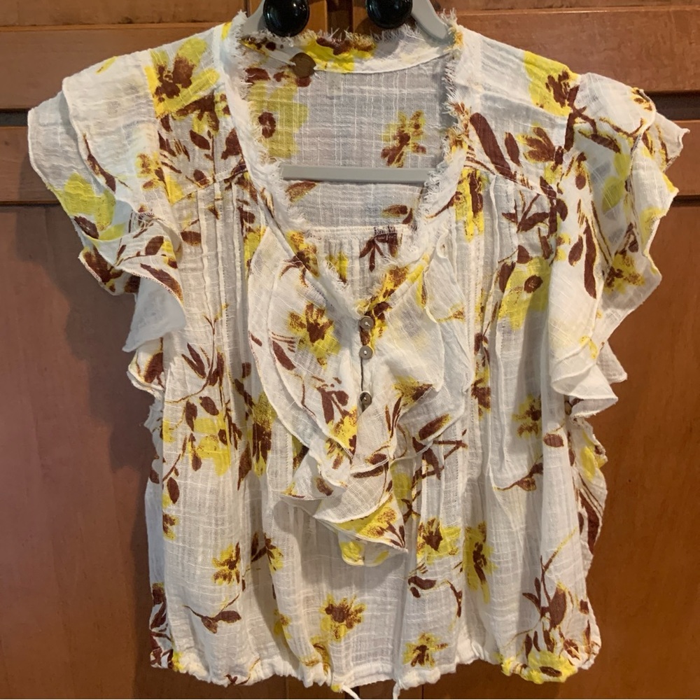 Free People Floral Gauze Top-Small